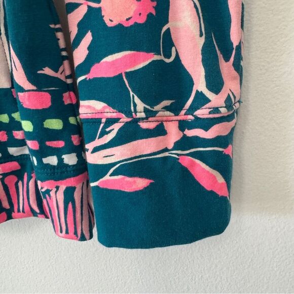 Lilly Pulitzer Teal Monkey Print 1/2 Zip Sweatshirt Size Small - Picture 4 of 10